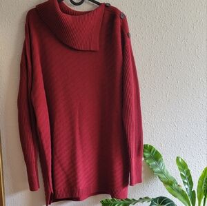 Cozy Red Turtleneck Sweater Dress